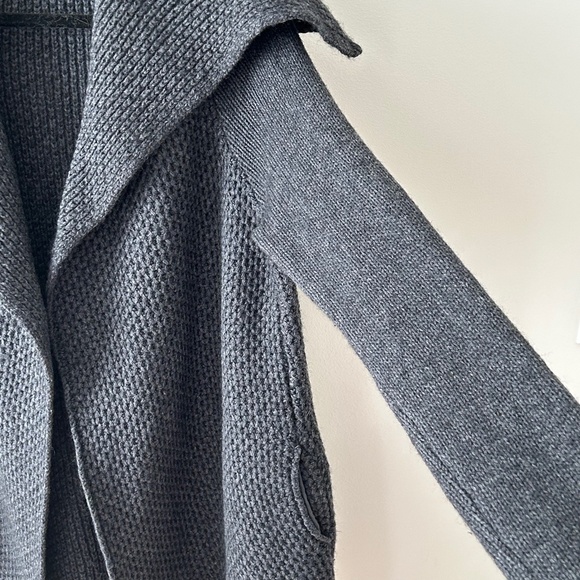 Vince Gray Wool Yak Textured Honeycomb Chunky Knit Open Cardigan - Picture 8 of 16